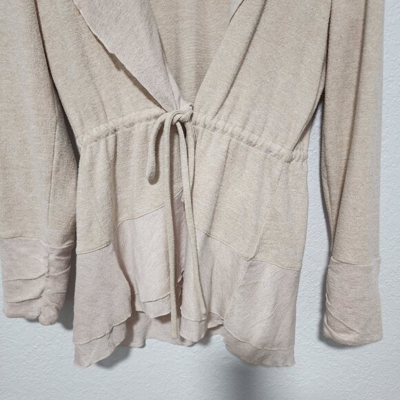 Anthropologie Cardigan Sweater Cream Tie Wrap Size Large Minimalist - Picture 5 of 7